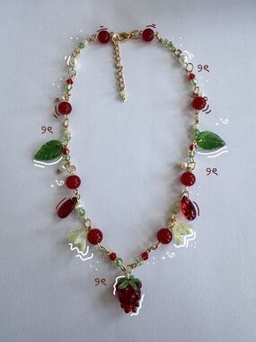 Handmade raspberry necklace